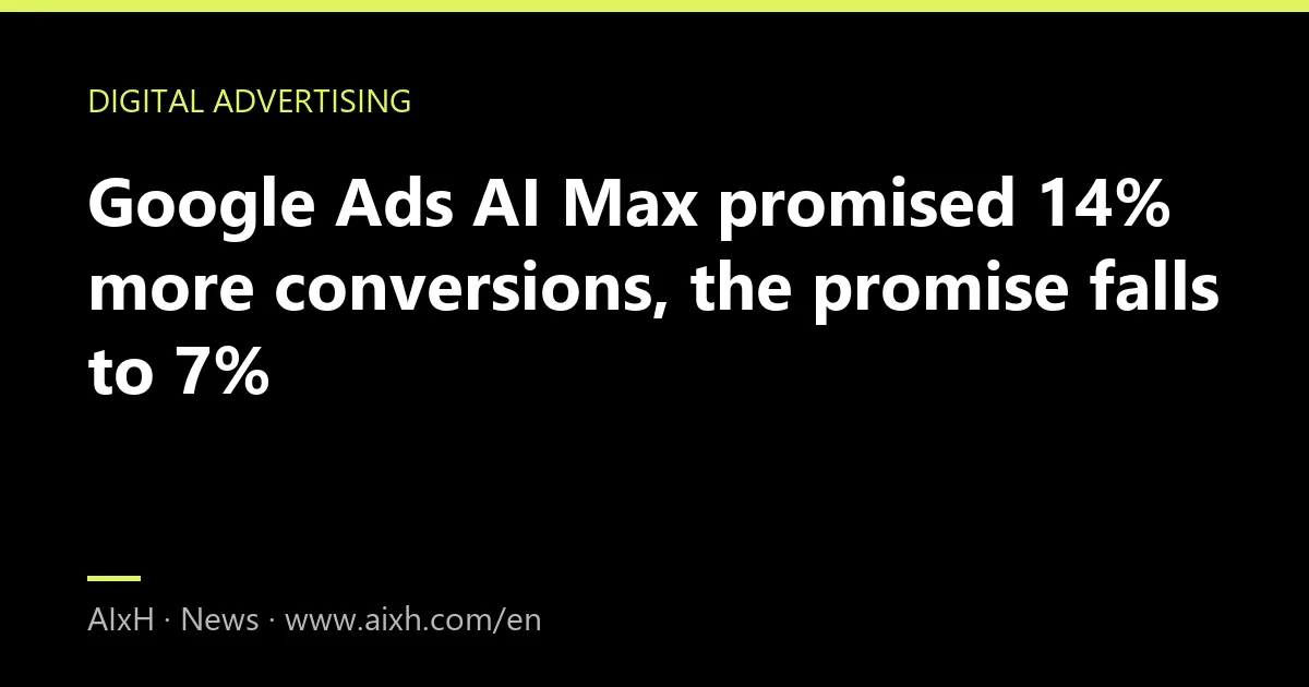 Google Ads AI Max promised 14% more conversions, the promise falls to 7%