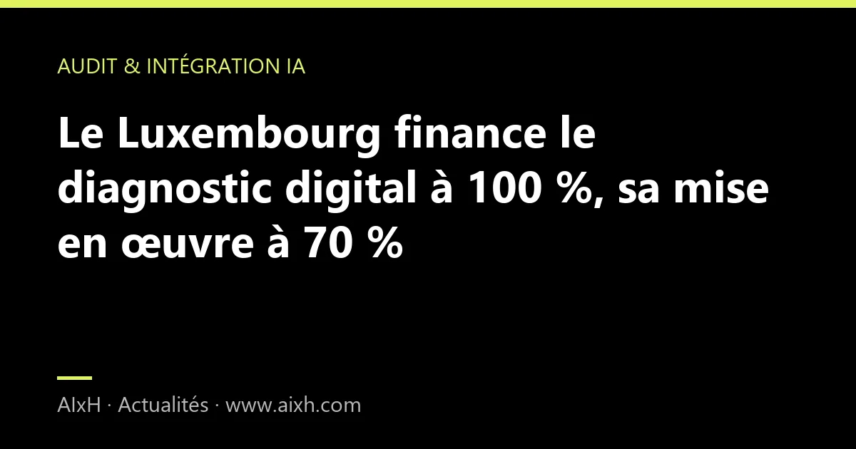 Le Luxembourg finance le diagnostic digital à 100 %, sa mise en œuvre à 70 %