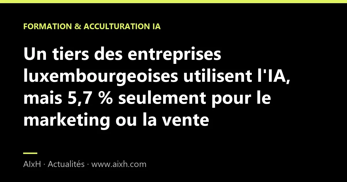 Un tiers des entreprises luxembourgeoises utilisent l'IA, mais 5,7 % seulement pour le marketing ou la vente