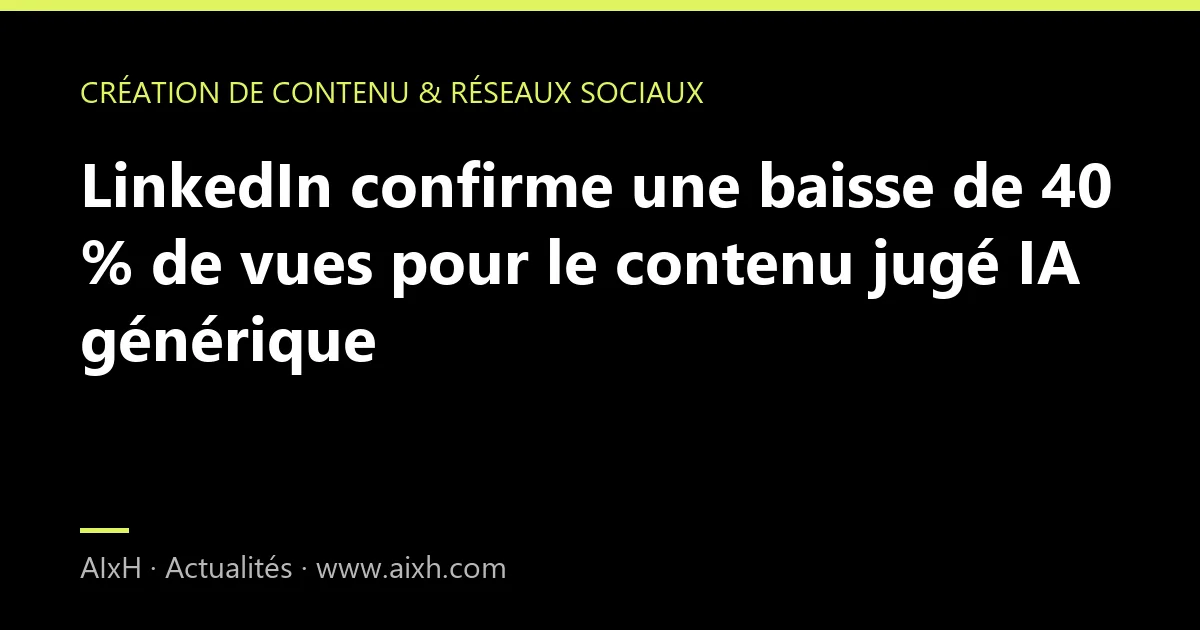 LinkedIn confirme une baisse de 40 % de vues pour le contenu jugé IA générique